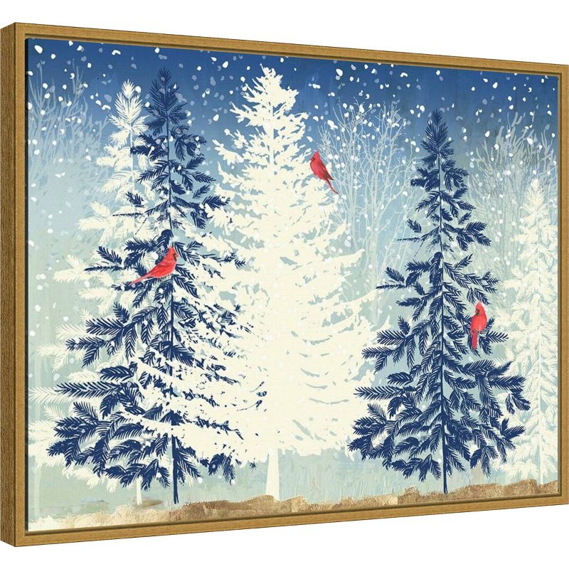 24&#34; x 18&#34; Snow Christmas Trees by PI Studio Framed Canvas Wall Art - Amanti Art, 3 of 11