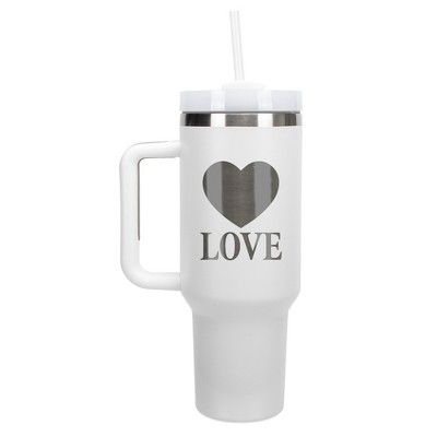 100 North Love Heart Thinking of You Always Wrap-Around 40 Oz. Stainless Steel Water Bottle Coffee Mug, Spill & Leak Resistant, Travel Tumbler with