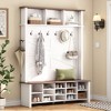 ACEPANO 56.3 in. W 4-in-1 Hall Trees with 6 Hooks, Adjustable Shelves & 16 Open Compartments-White - 2 of 4