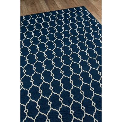 Navy Fretwork Elegance 5'3" x 7'6" Synthetic Outdoor Rug