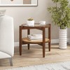 Tangkula 2-Tier Round Side End Table PE Rattan Sofa Nightstand Tempered Glass Tabletop - 2 of 4