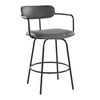 26" Faux Leather Padded Contemporary Counter Stool with Swivel, Armrests, and Metal Footrest for Kitchen Island or Home Bar, Set of 2 - 2 of 4