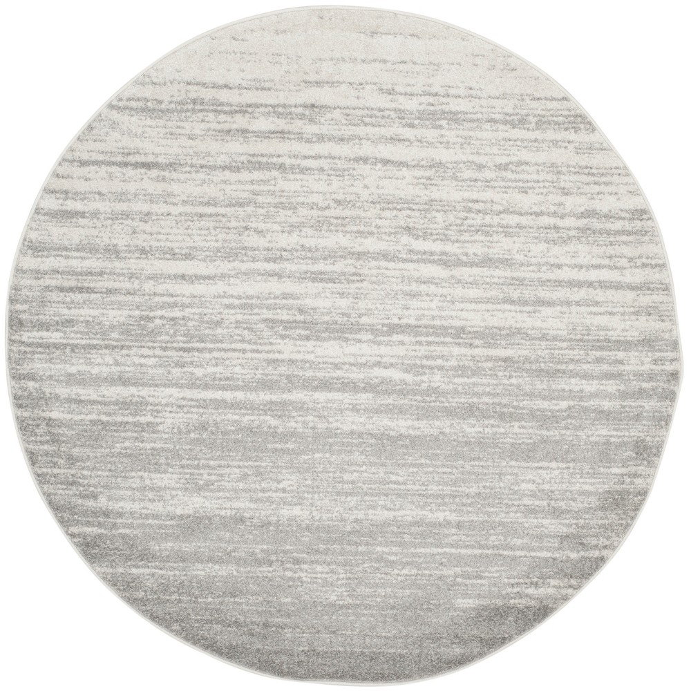  Ombre Design Round Area Rug Ivory/Silver