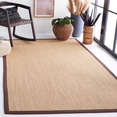 Maize and Brown Hand-Knotted Natural Fiber Area Rug