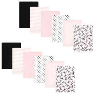 Hudson Baby Infant Girl Cotton Flannel Burp Cloths Bundle, Pink Bows, One Size - 1 of 4