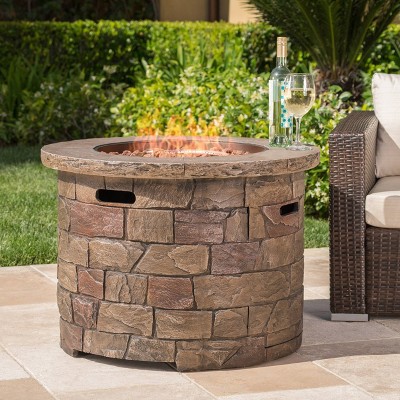 Stillwater 33" Circular Natural Stone Gas Fire Pit