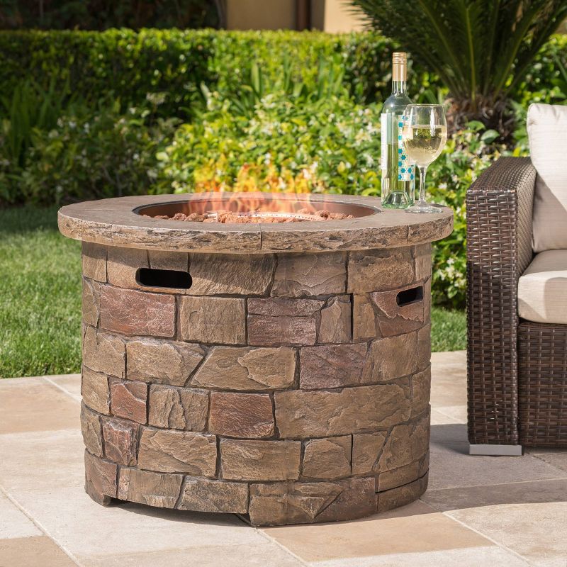 Stillwater Outdoor Circular Fire Table Natural Stone - Christopher Knight Home, 3 of 7