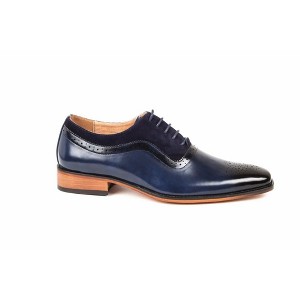 Gino Vitale | Gino Vitale Men's Lace Up Medallion Toe Dress Shoes - 1 of 3
