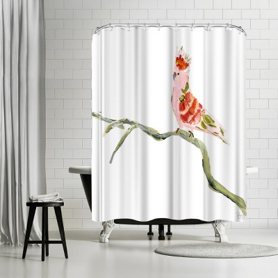 Americanflat Pink Bird Singing by Bari J. Shower Curtain