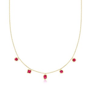 Pure Collection by Ross-Simons 1.70 ct. t.w. Multi-Shaped Lab-Grown Ruby Station Necklace in 18kt Gold Vermeil Size 16 - 1 of 4