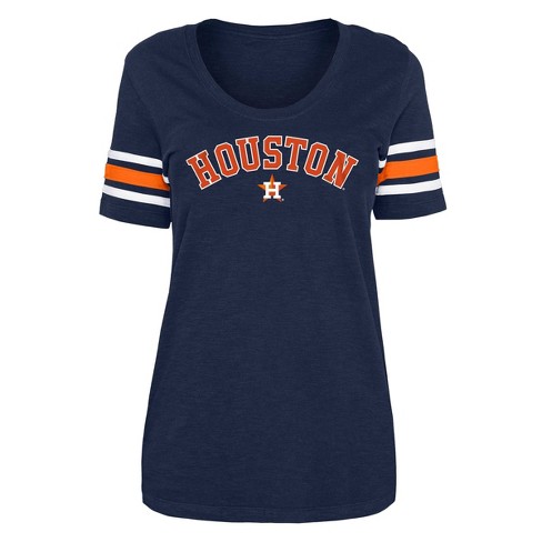 MLB Houston Astros Women's Short Sleeve V-Neck Fashion T-Shirt - XL