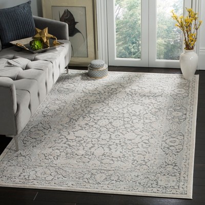 Elegant Floral Charm Dark Grey and Cream 9' x 12' Synthetic Area Rug