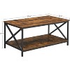 Coffee Table, Cocktail Table with Storage Shelf and X-Shape Steel Frame, Industrial Farmhouse Style - 3 of 4