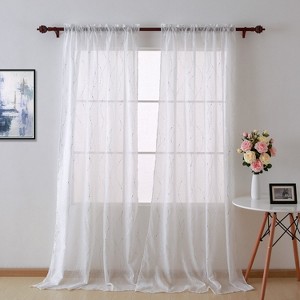 Deconovo Sheer Line with Dots Curtains(2 Panel) - 1 of 4