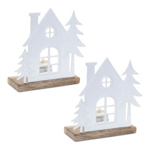 Metal House Tealight Candle Holder (Set of 2) - 1 of 3