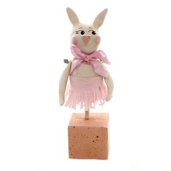 Easter Peony Bunny  -  7.25 Inches -  Rabbit Crepe Paper Skirt  -  72075  -  Polyresin  -
