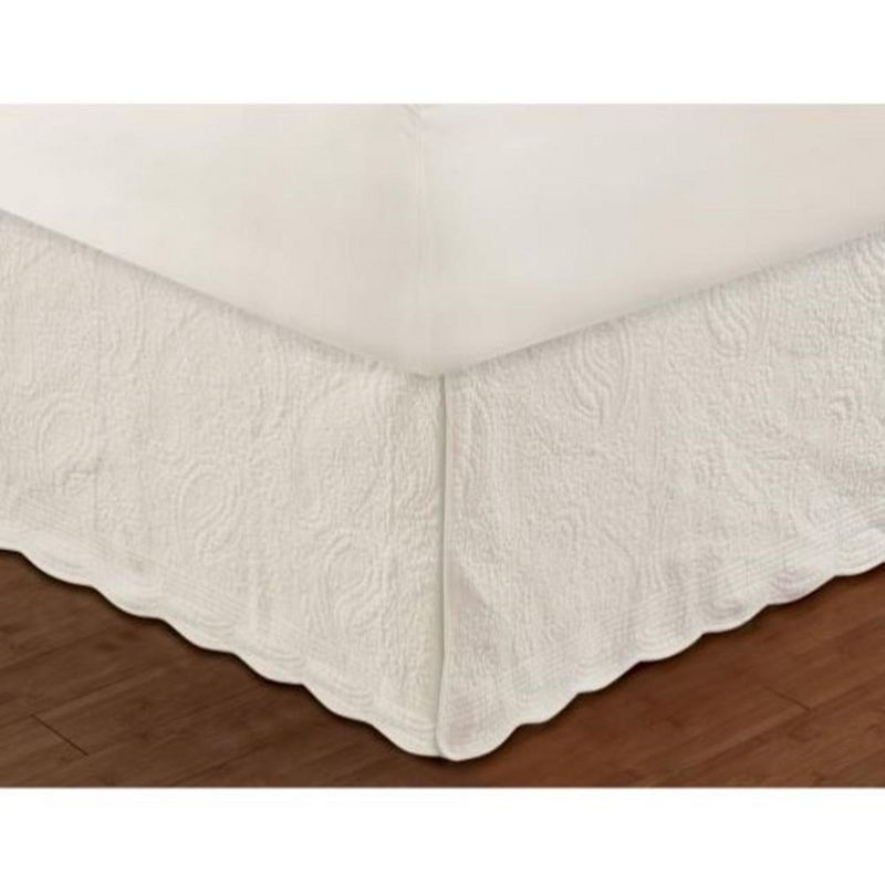 Paisley Quilted Premium Bed Skirt Drop 18" Ivory by Greenland Home Fashions, 1 of 5