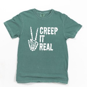 Simply Sage Market Women's Creep It Real Peace Short Sleeve Garment Dyed Tee - 1 of 4