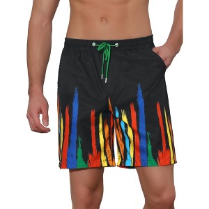 Lars Amadeus Men's Summer Lightweight Elastic Waist Colorful Printed Board Shorts - 1 of 4