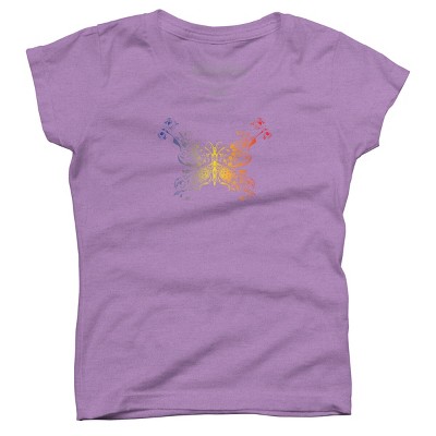 Girl's Design By Humans Rainbow Butterly By AnnArtshock T-Shirt