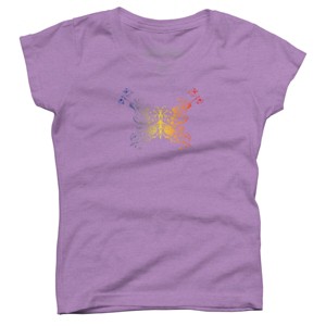 Girl's Design By Humans Rainbow Butterly By AnnArtshock T-Shirt - 1 of 3