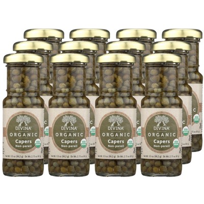 Divina Organic Capers Non-Pareil - Case of 12/3.5 oz