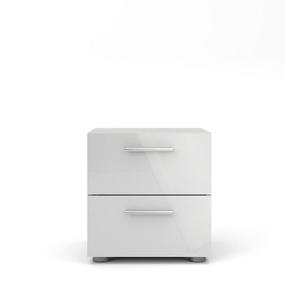 Austin 2-Drawer Oak and White High Gloss Nightstand