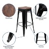 Emma and Oliver 30" High Metal Indoor Bar Stool with Wood Seat - Stackable Set of 4 - 4 of 4