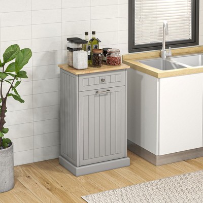 Kitchen Tilt Out Trash Bin Cabinet Free Standing Recycling Cabinet Trash Can Holder With Drawer