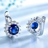 Oval Drop Earrings for Women Blue Sapphire Cz Sterling Silver Ginger Lyne Collection - 3 of 4
