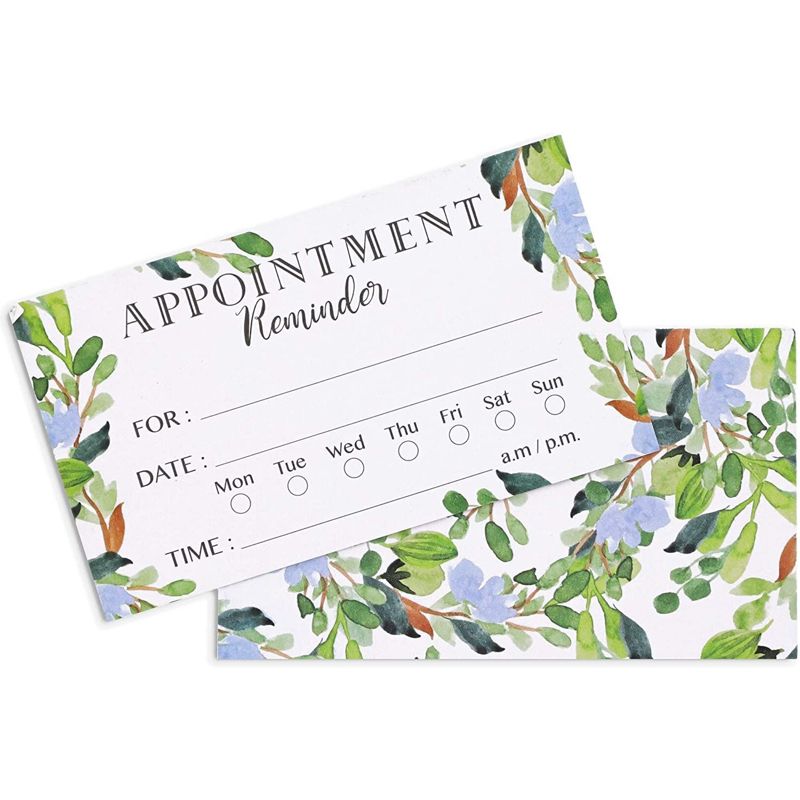 200 Count Appointment Reminder Cards for Business Grooming Salon Dental Office, Foliage Design, 3.5 x 2", 4 of 6