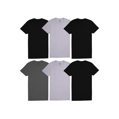 Fruit Of the Loom Men's Short Sleeve Fashion Pocket T-Shirt, Assorted 6 Pack