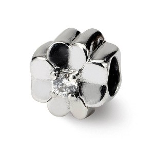 Black Bow Jewelry Sterling Silver and CZ Lucky Clover Bead Charm - 1 of 3