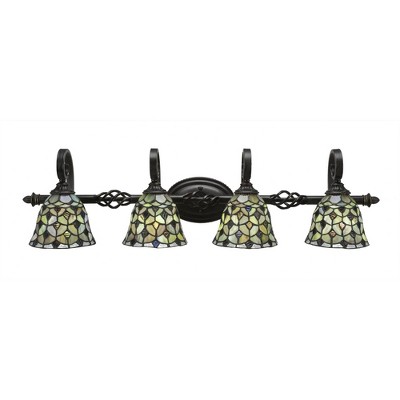 Toltec Lighting Elegante 4 - Light Vanity in  Dark Granite with 7" Crescent Art Glass Shade