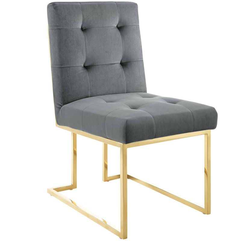 Privy Gold Stainless Steel Performance Velvet Dining Chair - Modway, 1 of 11