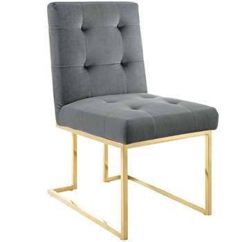 Privy Gold Stainless Steel Performance Velvet Dining Chair - Modway
