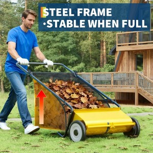 26-Inch Push Lawn Sweeper, 7 Cu. Ft. Hopper Capacity Grass Sweeper, Manual Push Yard Sweeper with Height Adjustment for Grass Clippings, Leaves - 1 of 4