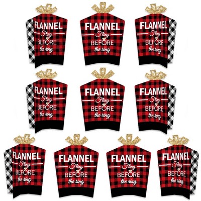 Big Dot of Happiness Flannel Fling Before the Ring - Table Decorations - Buffalo Plaid Bachelorette Party Fold and Flare Centerpieces - 10 Count