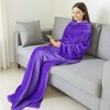 Catalonia Adult Wearable Fleece Blanket Snuggie, Super Soft Cozy Mink Micro Plush Wrap Throws Blanket Robe, Gift for Woman Man - 2 of 4