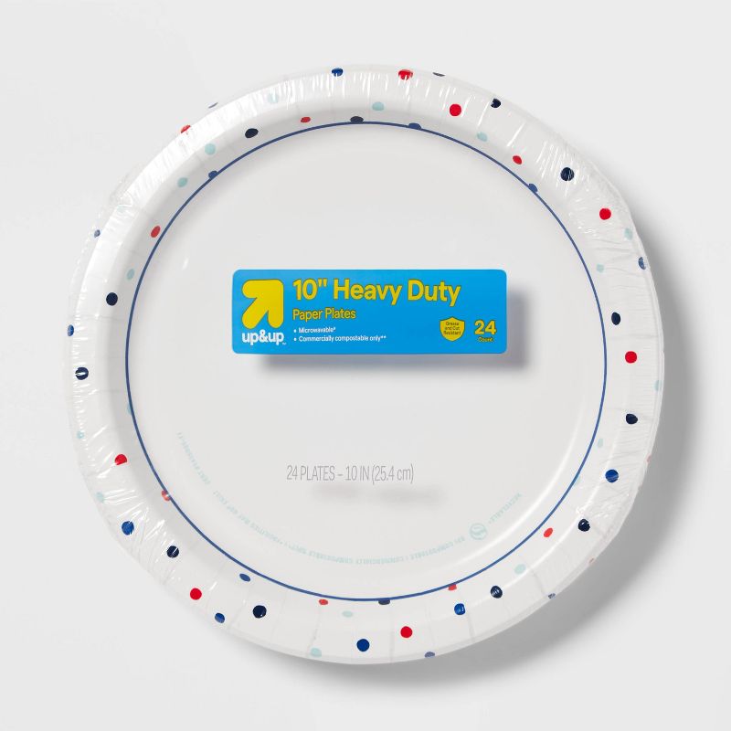 Disposable Paper Plates 10&#34; - Dots - 24ct - up &#38; up&#8482;, 1 of 4