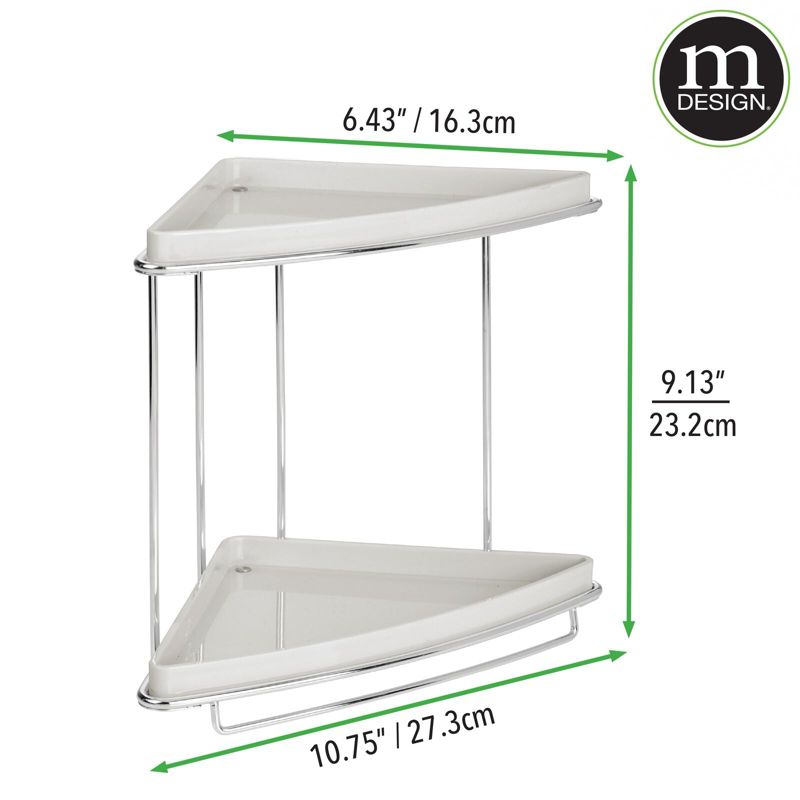 mDesign Steel/Plastic 2-Tier Freestanding Bathroom Organizer Shelf, Light Gray, 4 of 7