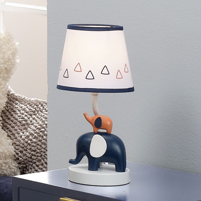 Lambs & Ivy Playful Elephant Blue/White Nursery Lamp with Shade and Light Bulb, 5 of 7