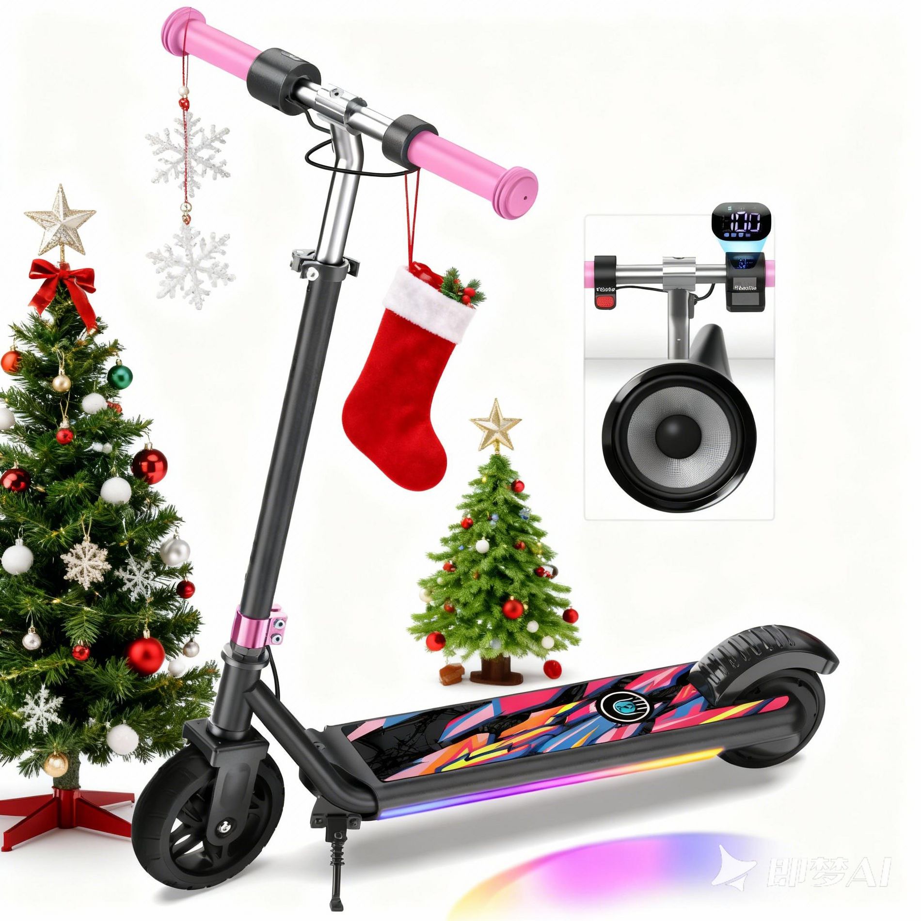 Mastgoal Electric Scooter for Kids, 150W Motor 10mph Speed Electric Scooter with Adjustable Handlebar and LED Light, Best Gift for Kids-Pink