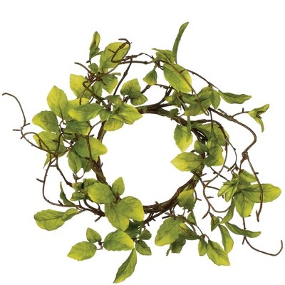 Sullivans Artificial Leaf & Twig Accent Wreath 15"H Green