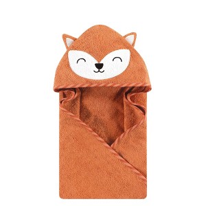 Hudson Baby Infant Boy Cotton Animal Face Hooded Towel, Orange Fox, One Size - 1 of 2