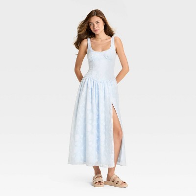 Women's Jacquard Tulle Trim Maxi A-Line Dress - Wild Fable™