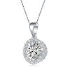 Guili Sterling Silver Rose Gold-Plated Pendant with Clear Round CZ and Small Halo in White, Green, Gold, Rose Gold, or Purple—Elegant and Refined. - 2 of 4