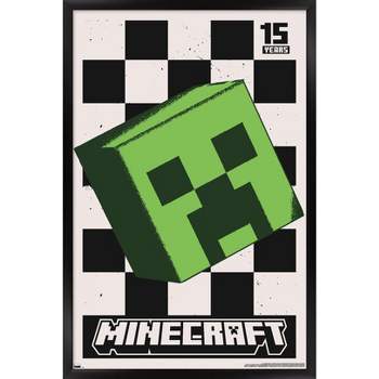 Trends International Minecraft: 15th Anniversary - Posterized Creeper Framed Wall Poster Prints