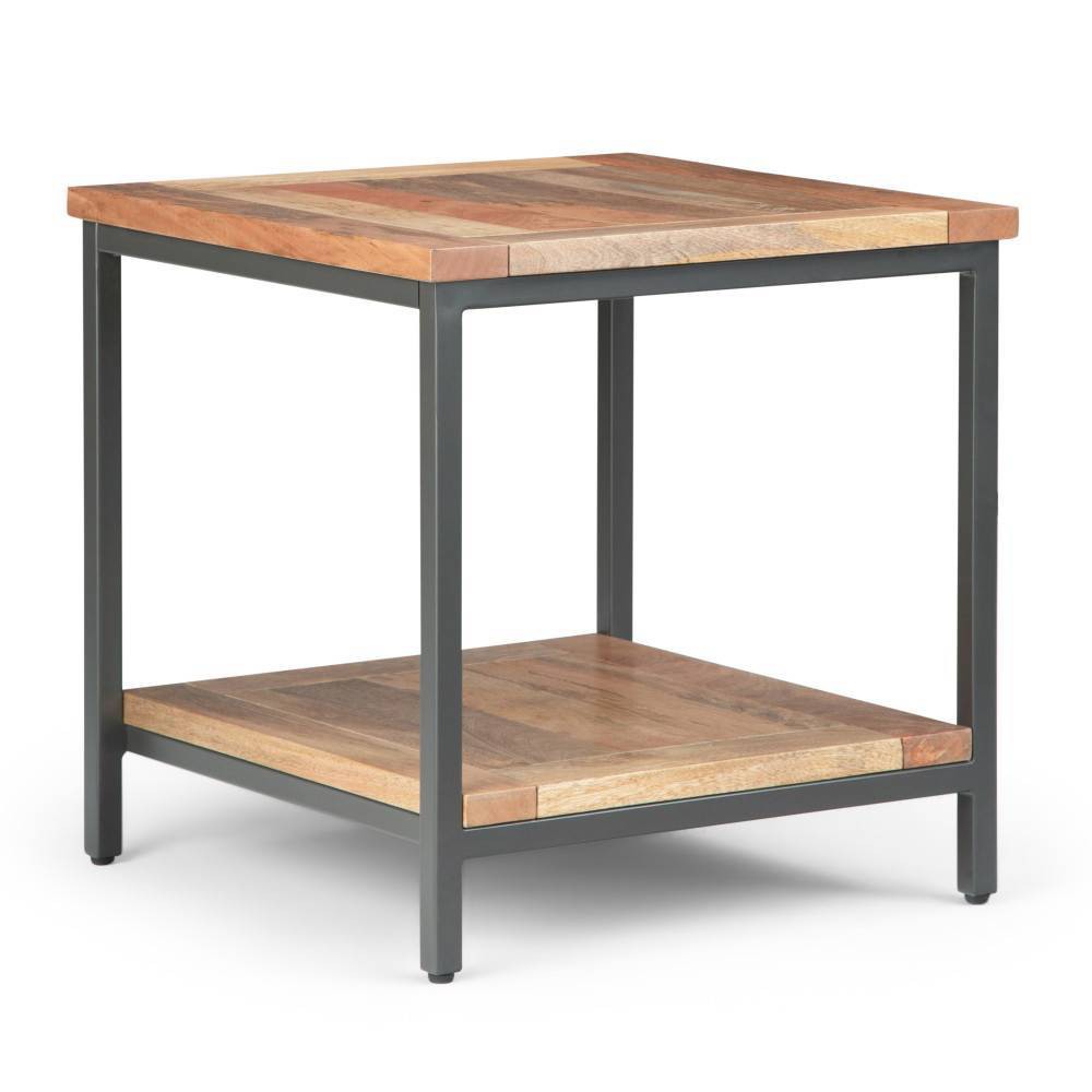 22" Rhonda End Table Natural - WyndenHall: Mid-Century Modern, Square, Metal Frame, Mango Wood Top