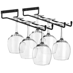 Sorbus 2 Pack 12 Inch Wall Mounted Wine Glass Racks for Under Cabinet - for Home Bar Holds Up to 4 Glasses Each - 1 of 4